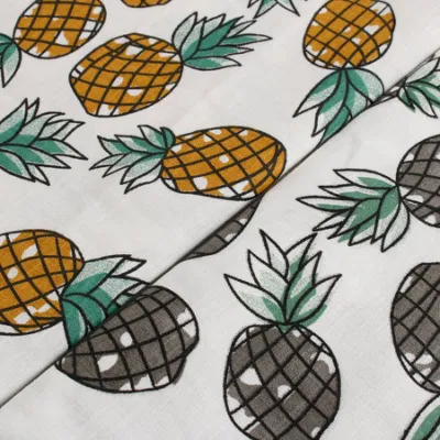 Tissu respirant 100% Polyester tissé avec impression numérique d'ananas, pour pantalons de plage hawaïens, offre spéciale